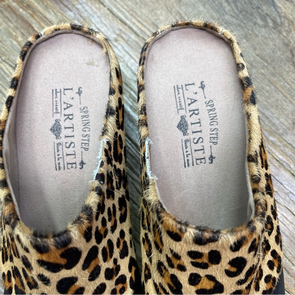L’ Artiste by Spring Step Leopard Black Clogs Size 39 ~ 8.5 US - Picture 3 of 10